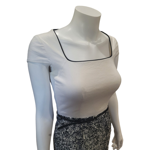 Alex Marie Belted Square Neck Dress 2P Career Minimalist Geometric Office Siren - Picture 2 of 10